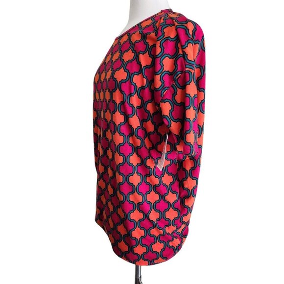 LuLaRoe Irma Short‎ Sleeve High Low Hem Tunic Top XS NWT Geometric Multi-Color - Picture 3 of 13
